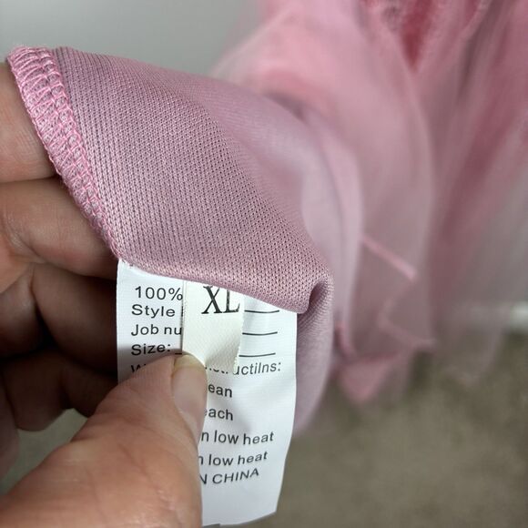 Women’s Pink Evening Dress Ball Gown XL Sequins Stretch Tulle Party Prom NYE - Picture 12 of 14